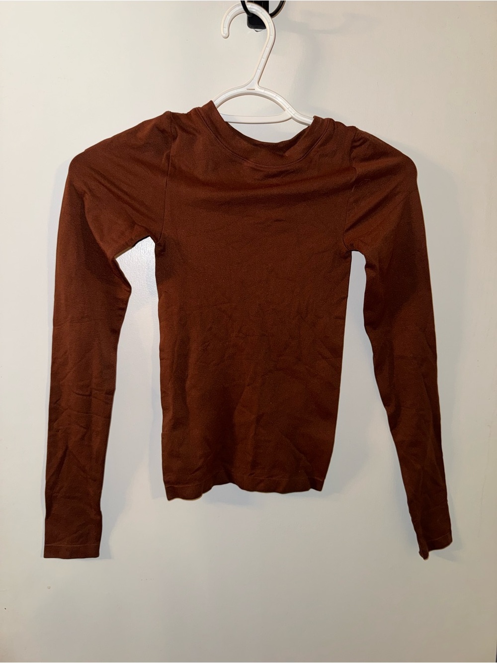 wild fable Long Sleeve Crewneck Seamless Top in Chocolate Brown